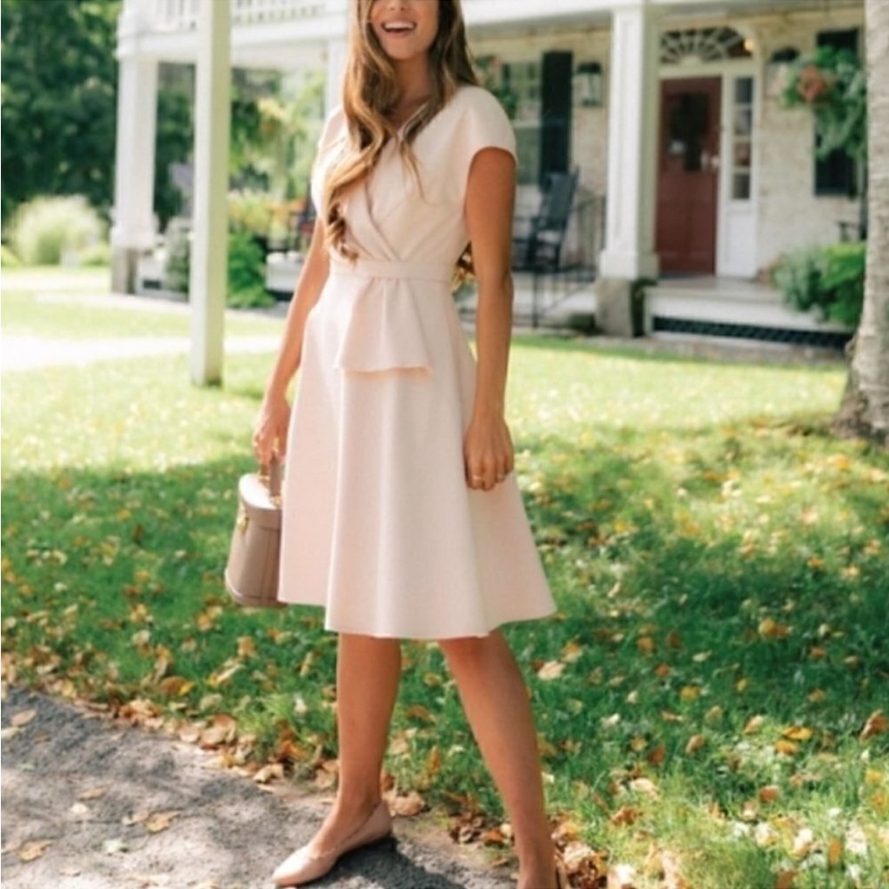 Gal Meets Glam Cream A-Line Midi Dress for Weddings